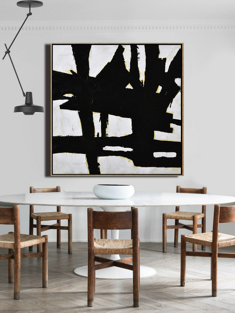 Original Extra Large Wall Art,Handmade Minimal Art Palette Knife Canvas Painting, Black White Beige - Large Canvas Art,Modern Art Abstract Painting